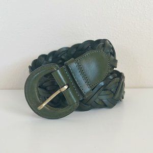 Elegant Green Braided Leather Belt